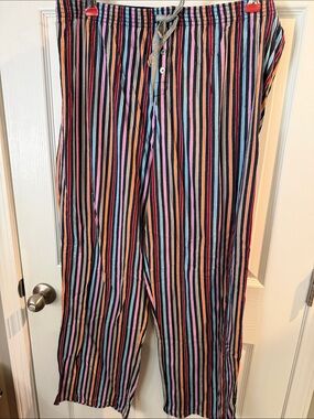 Axcess Multicolor Vertical Stripe Pajama Pants - Black, Pink, Blue, Orange